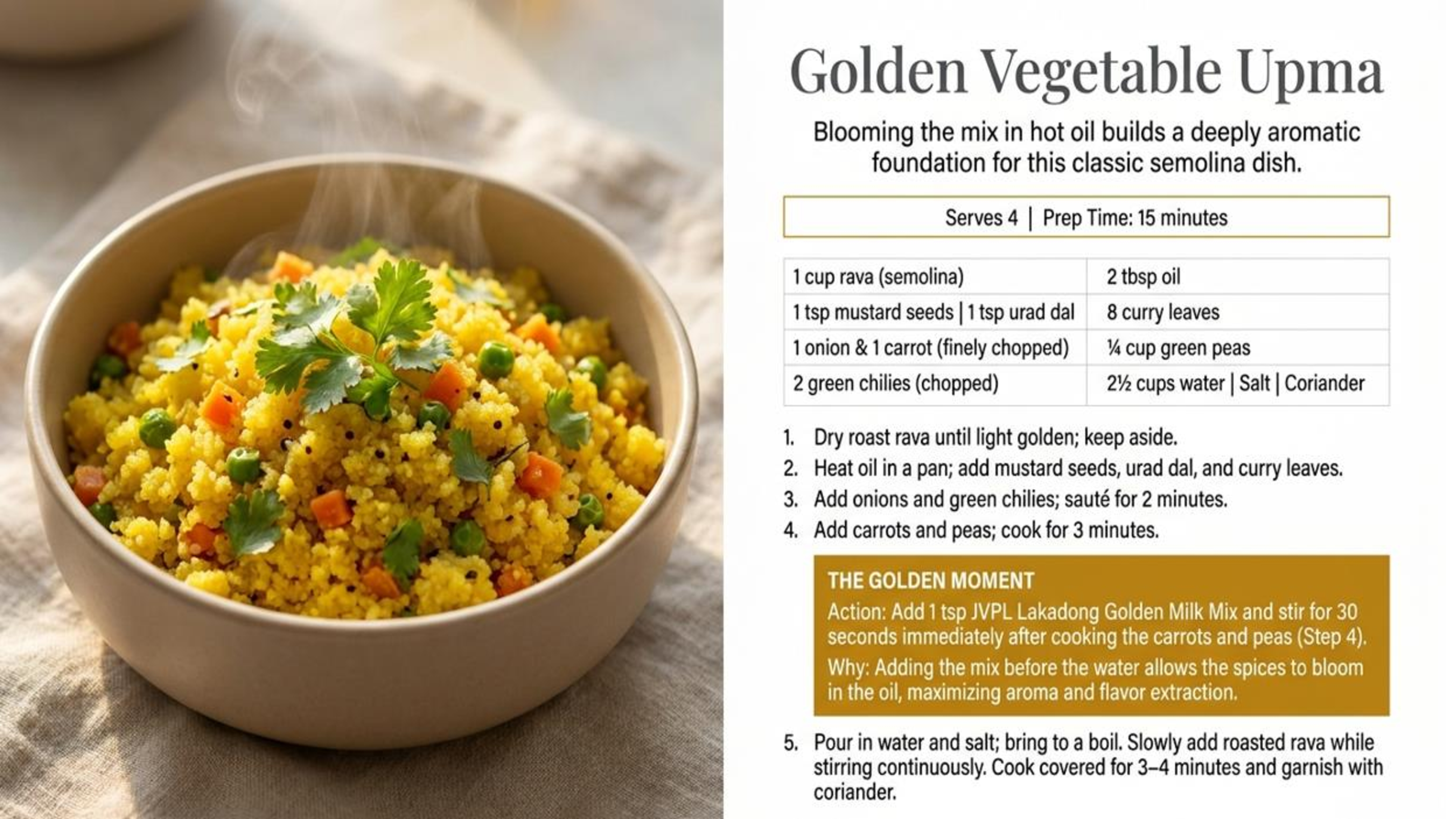 Golden Spiced Poha Indian Breakfast