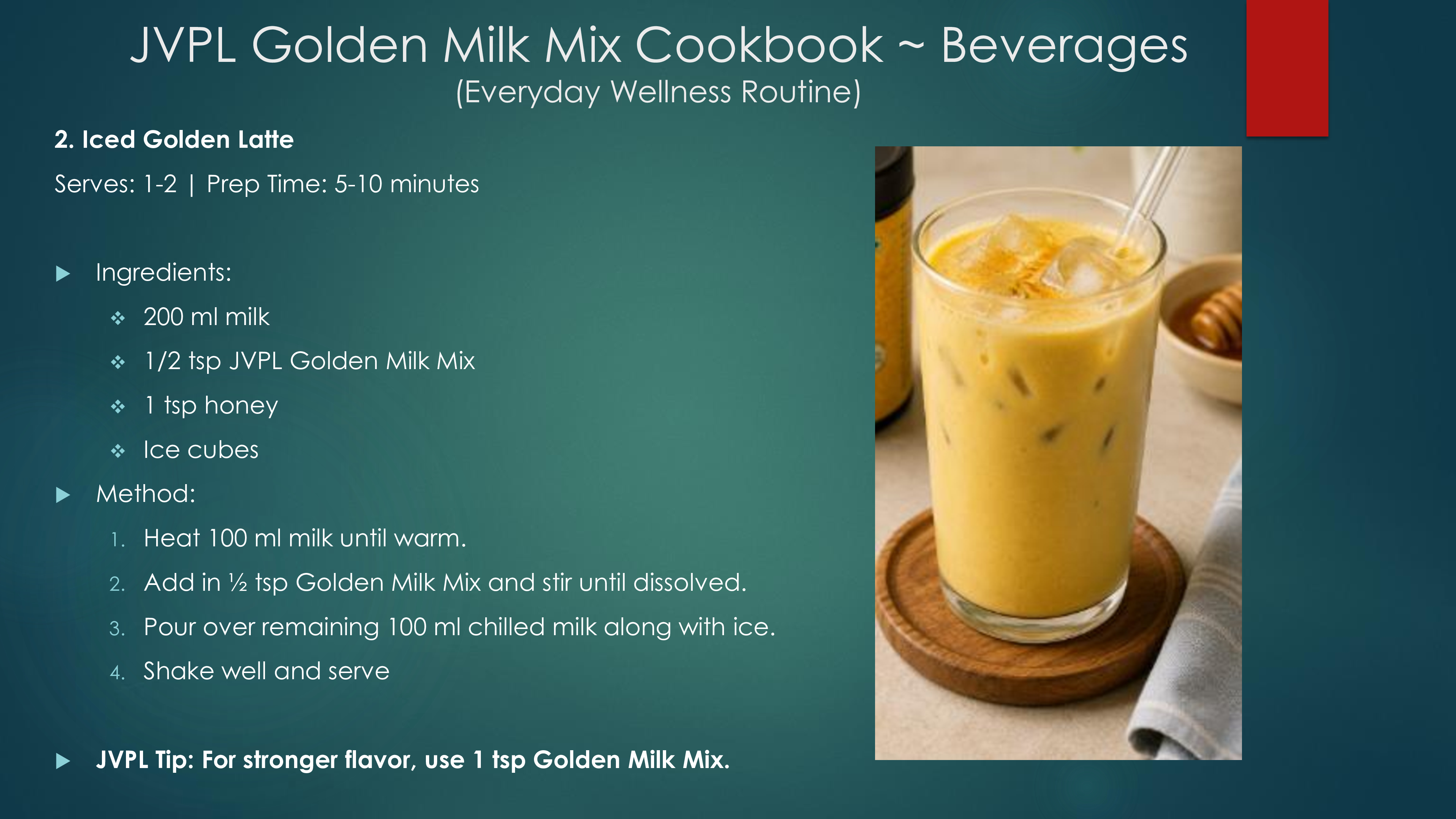 Iced Turmeric Latte Beverage Recipe