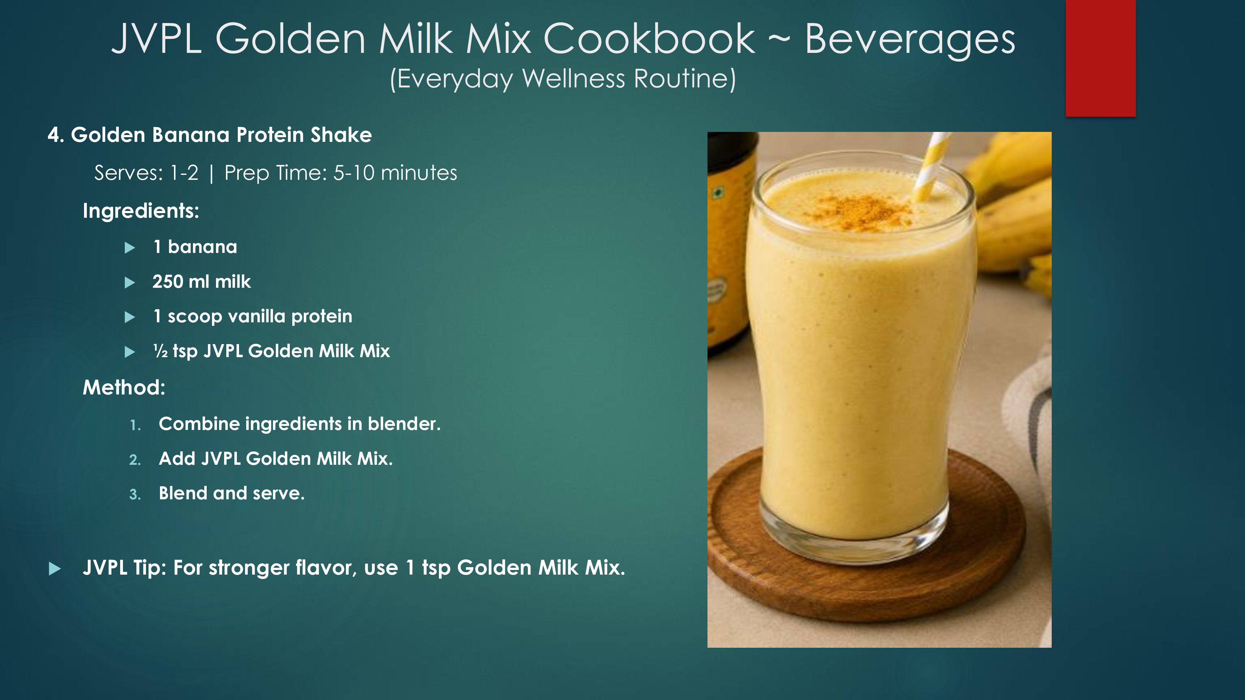 Banana Turmeric Protein Shake Drink Recipe