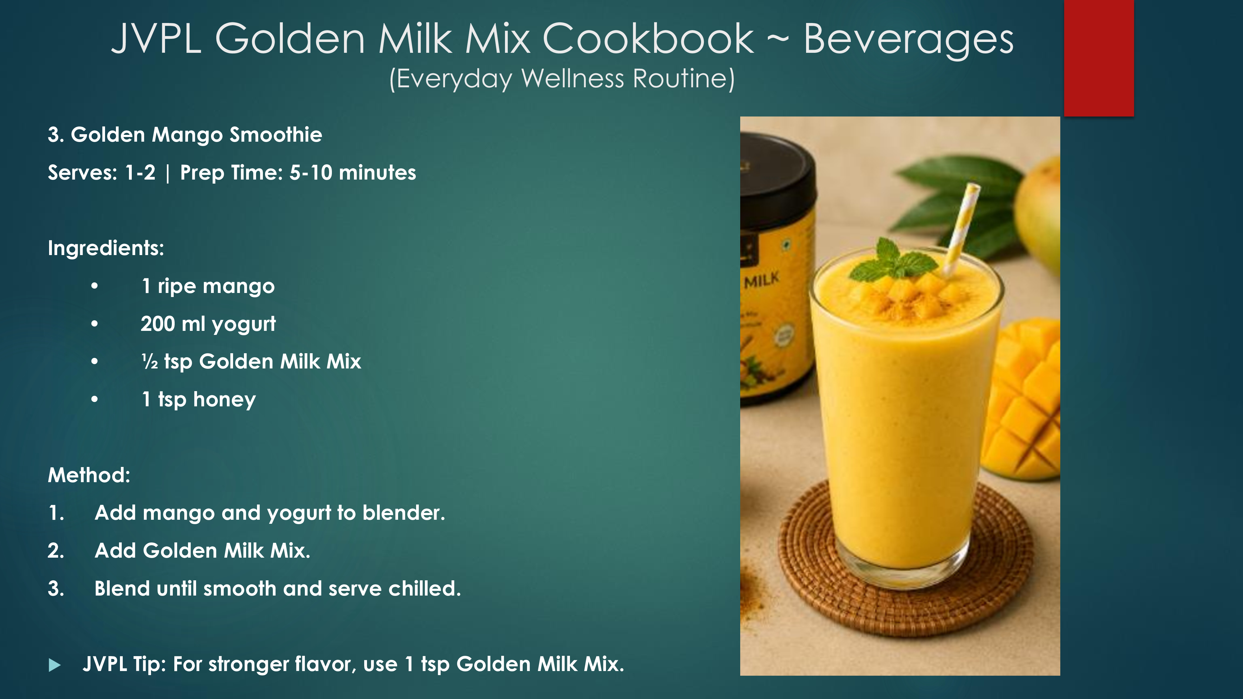 Mango Golden Milk Turmeric Smoothie Recipe
